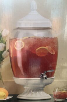 Beverage dispenser with ceramic base and lid